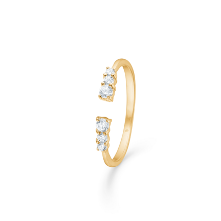 Broken Ring - Gold plated broken ring in 18 ct gold with white zirconia stones