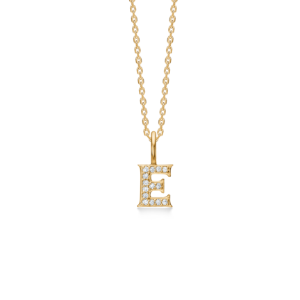 TENDER LOVE E pendant in 14 karat gold with diamonds | Danish design by Mads Z