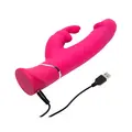 Pink Power Rabbit Vibrator i silikone med sugekop og fjernbetjening