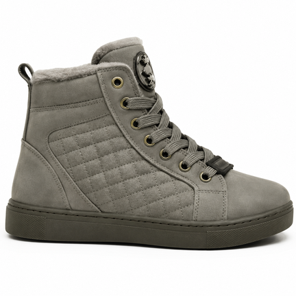 Grå vinter højtop sneakers til mænd med pelsfoer