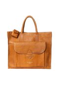 project 43 skuldertaske i laeder fra re designed ses forfra i farven burned tan