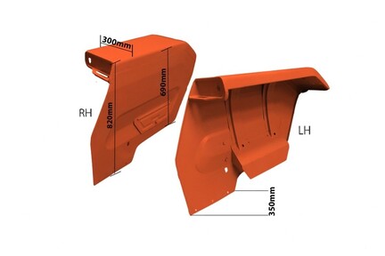 Bagskærmesæt  Bred type i premium kvalitet  Passer på: MF135  Mål: bredde 300mm - OEM ref.  30/844-64, 30/844-65, 1884878M91, 1884879M91, 61320, 61321, 844-64