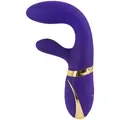 Vibe Couture Ravish Rabbit vibrator i blød silikone med dobbelt motor og metallic håndtag