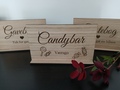 Skilte i træ til festen - candybar skilt