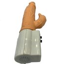 Beige G-punkts- og klitorisvibrator med buet design og riller