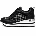 Sort dame sneaker med tweed og platform sål