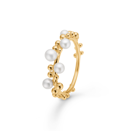 BUBBLES N' PEARLS ring in 14 karat gold with pearls | Danish design by Mads Z