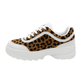 Chunky sneaker med leopardmønster, rød detalje og hvid sål