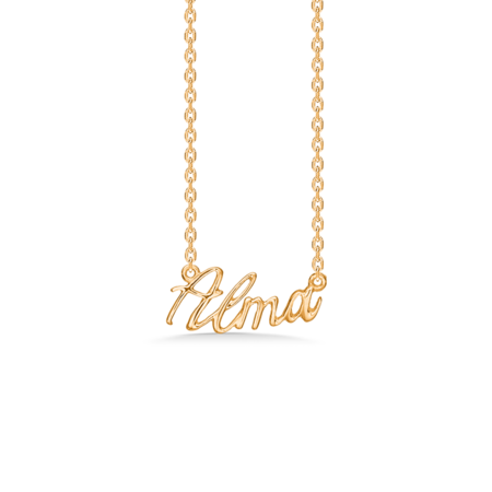 Name Tag Alma made of 925 pure sterling silver plated with a durable 18 karat gold plating.