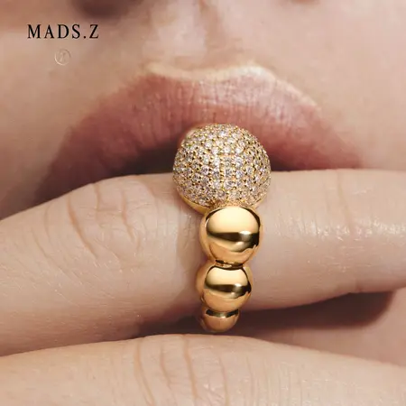 BIGGEST DIAMOND BALL diamond ring in 14 carat gold | Mads Z
