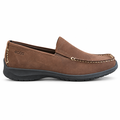 ECCO Mox Bison brun herre hyttesko i mokkasin-stil med slip-on design og dekorative syninger.