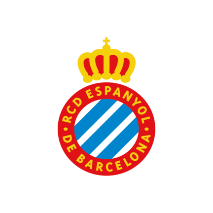 RCD Espanyol klublogo på hvid baggrund til rundt kageprint Ø2–28 cm