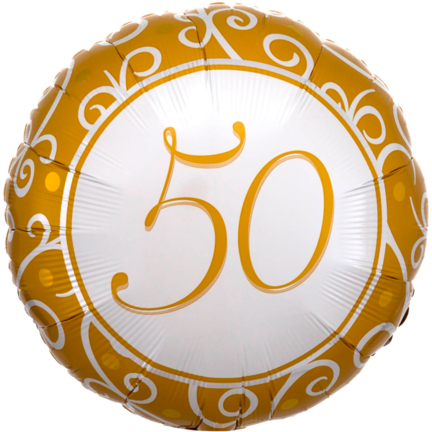 Guldbryllups ballon - Rund ballon med tallet 50