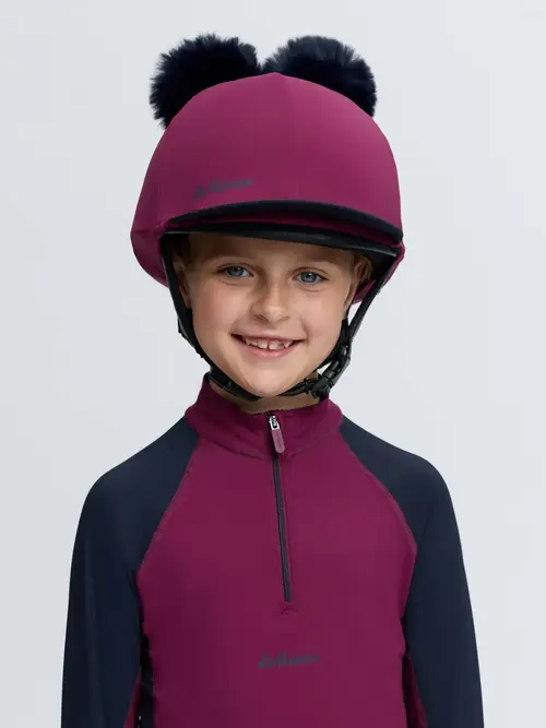 LeMieux Mini Double Pom overtræk til Ridehjelm - Blackberry