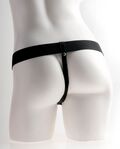 Hul naturtro vibrator med testikler, elastisk justerbar rem og indbygget vibration styret fra testiklen