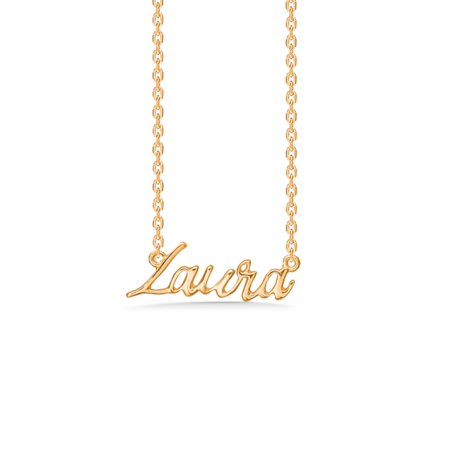 Name Tag Laura is made of 925 pure sterling silver plated with a durable 18 karat gold plating.