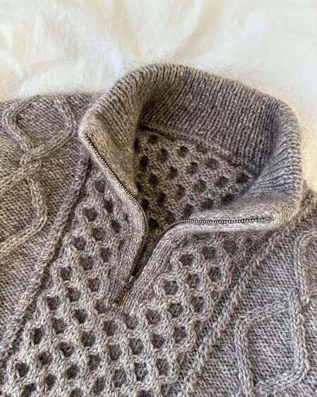 dagmar zipper sweater med chokoladebrun zipper fra petiteknit