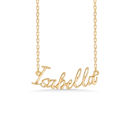 Name Tag Isabella made of 925 pure sterling silver plated with a durable 18 karat gold plating.