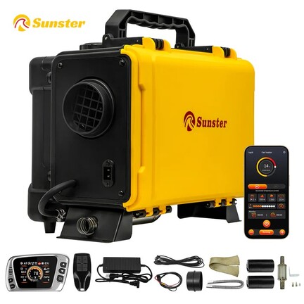 Sunster HTB1 2025 8kW dieselfyr toolbox – Bluetooth kinafyr med Turbo Mode til båd og autocamper