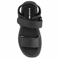 Black Spot sort pige lædersandal med to velcrolukninger og kraftig sort sål.