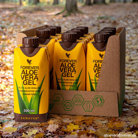 Forever Aloe Vera Gel juice drik i 12-pakning i ministørrelse fra Aloe Vera Forever DK