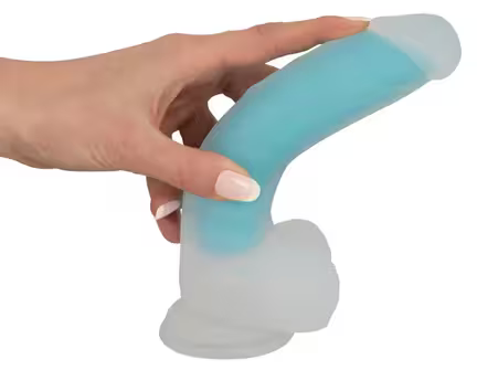 Glow in the Dark naturdildo 20,5 cm i silikone med sugekop og realistisk design