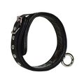 ZADO sort læderhalsbånd i ægte læder med metalspænde og ring, 4 cm bredt, justerbart fra 32-45 cm, eksklusivt BDSM og bondage tilbehør.