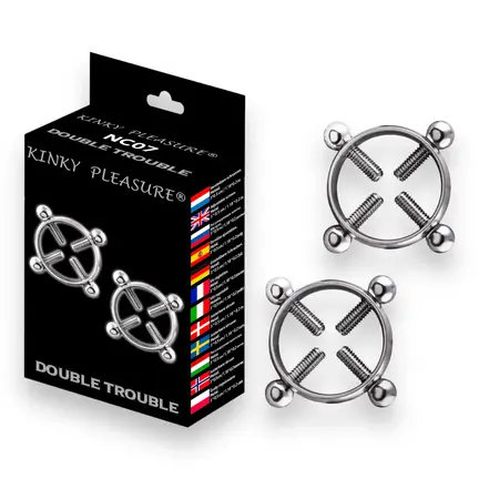 Kinky Pleasure Double Trouble Heavy Nipple Clamps i metal – justerbare brystklemmer