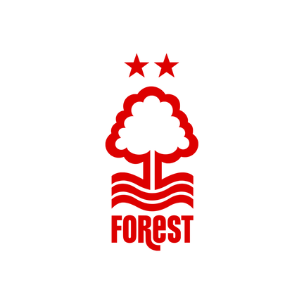Nottingham Forest klublogo på hvid baggrund til rundt kageprint Ø2–28 cm