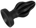 Super Soft Butt Plug Ø 7 i flydende silikone med konisk form, stimulationsriller og kraftig sugebase