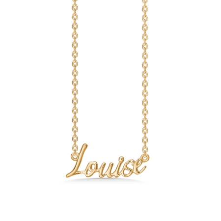 Name Tag Louise made of 925 pure sterling silver plated with a durable 18 karat gold plating.