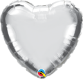 Stort ballon hjerte sølv til helium