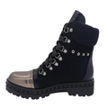 Sort dame støvle med snøreluk og metallic tådetalje