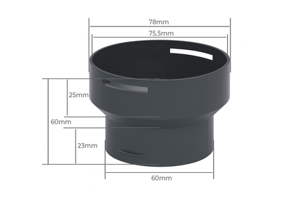Samlemuffe fra ø75mm til ø60mm