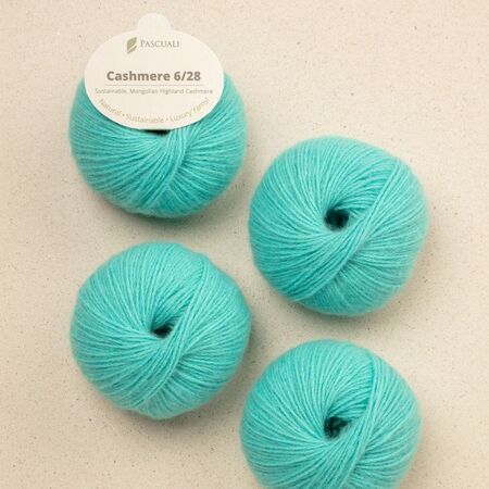 Pascuali Cashmere 6/28 – farven turquoise. Økologisk luksusgarn i 100% cashmere uld