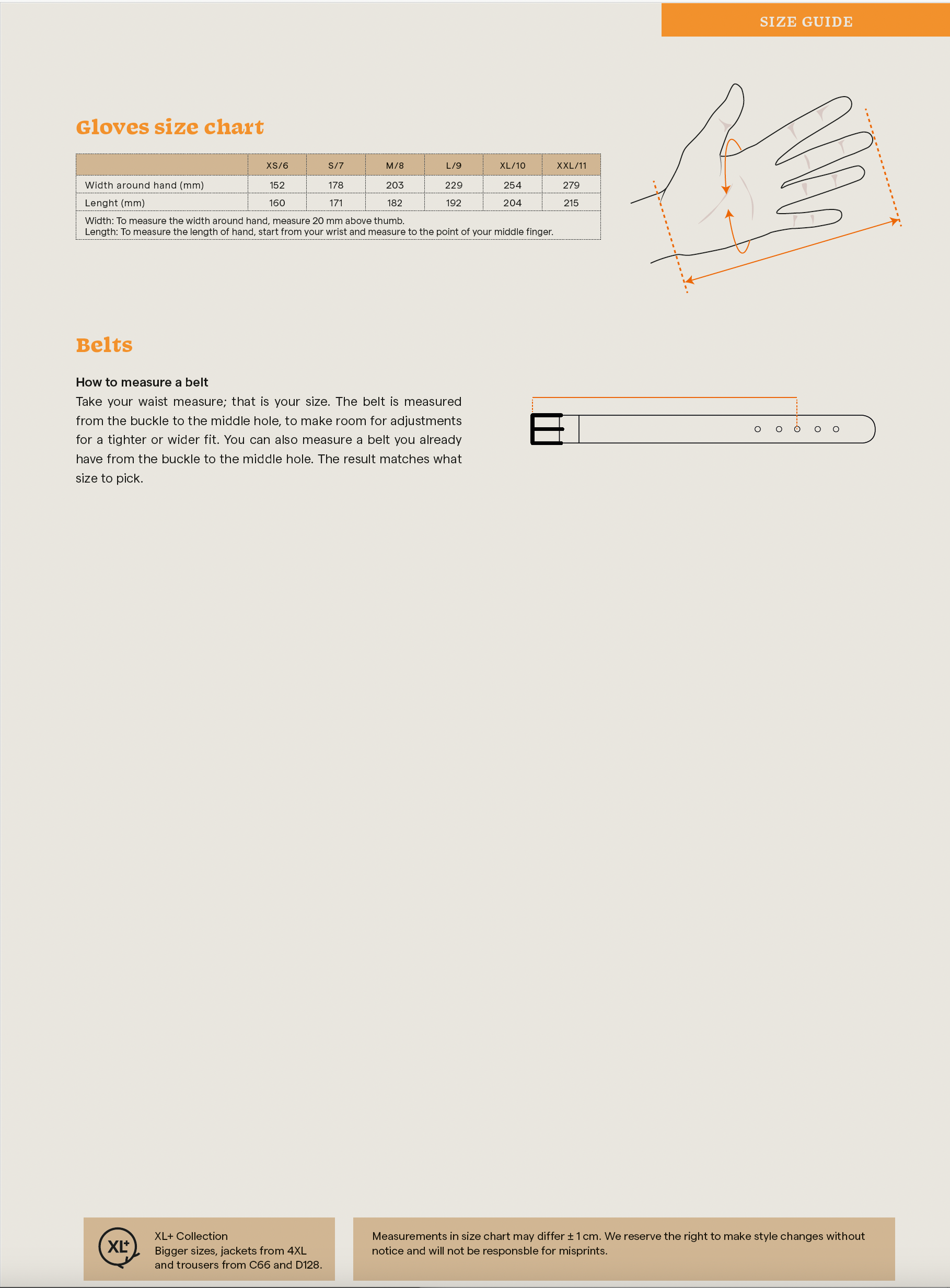 Pinewood størrelsesguide
