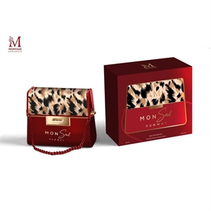 MonSoul Runway parfume i elegant taskeformet flakon med leopardmønster og gaveæske