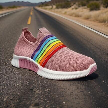 sko med regnbue farver