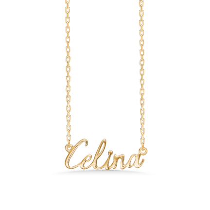 Name Tag Celina - halskæde med navn - navnehalskæde i forgyldt sterling sølv