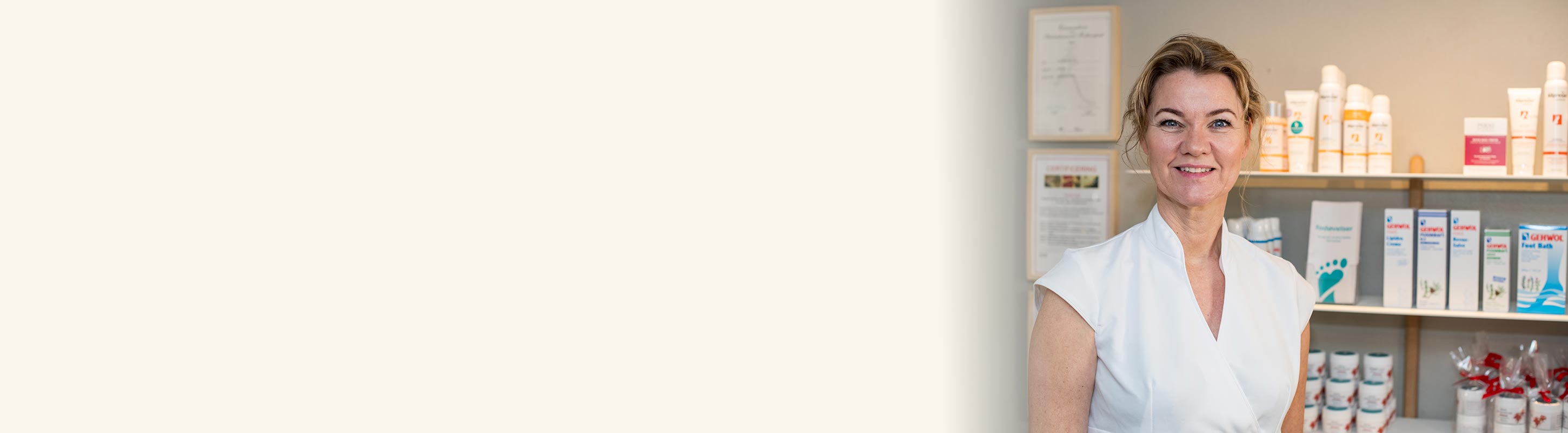 Webshop med fodplejeartikler. Kvalitets produkter til negle- og hudsvamp, tør hud, hård hud og hælrevner. Udvalgt af Pernille Wulff, statsautoriseret fodterapeut.