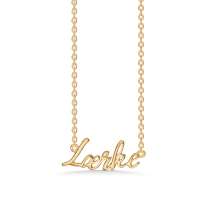 Name Tag Necklace Lærke - halskæde med navn - navnehalskæde i forgyldt sterling sølv