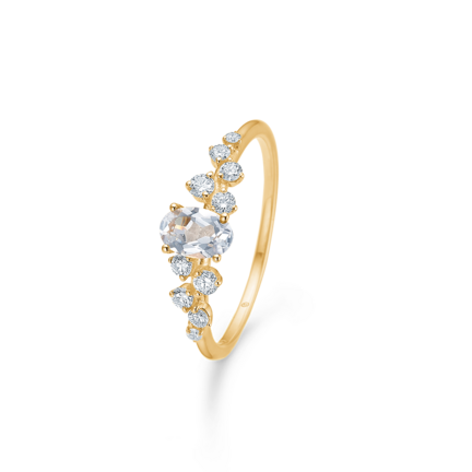 LEONORA ring in 14 karat gold with topaz and diamond | Danish design by Mads Z