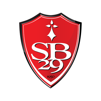 Stade Brestois 29 klublogo på hvid baggrund til rundt sukkerprint og kageprint Ø2–28 cm